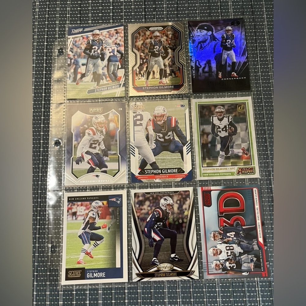 🏈 Steven Gilmore, Lot of 9 NFL Football Trading Cards, New England Patriots